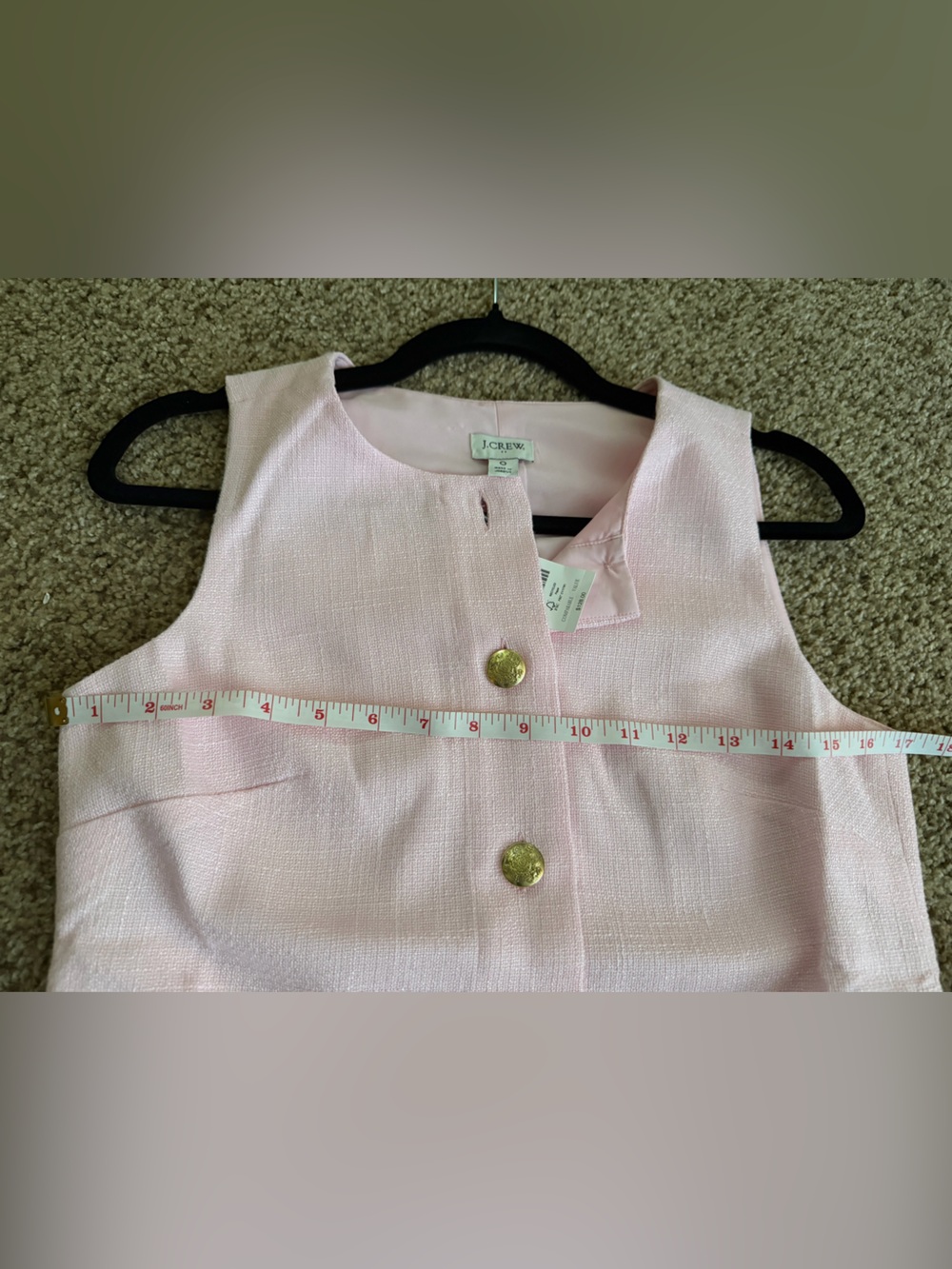 NWT J. Crew Pink Sleeveless Shift Knee Length Dress Front Gold Button Size 0 - Picture 8 of 11